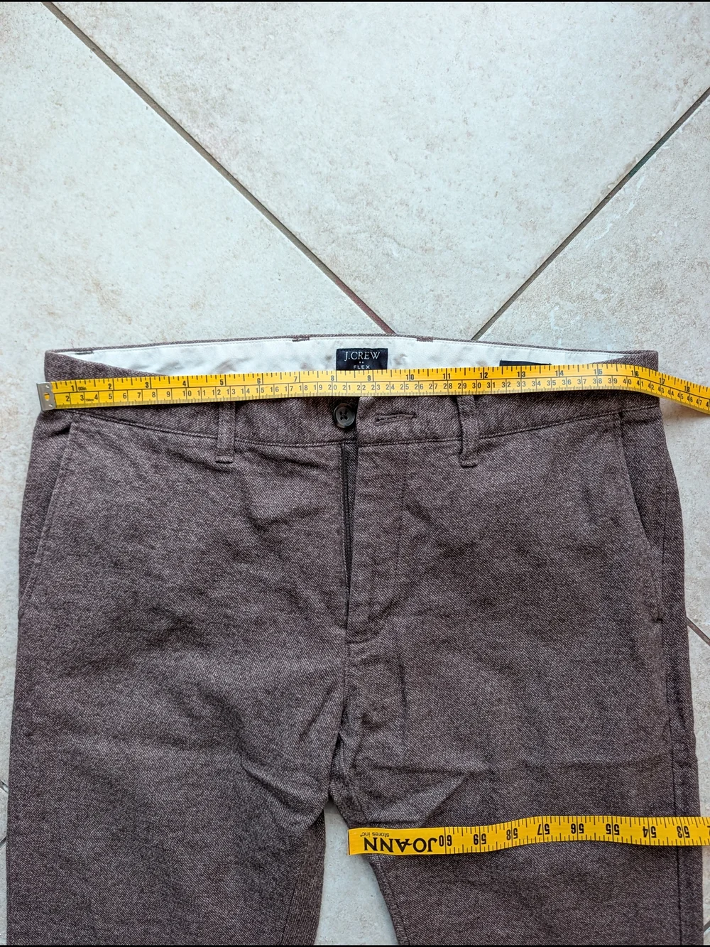 J.Crew Flex Slim Fit Pants Men's W32 L32 Heathered Brown Cotton Stretch